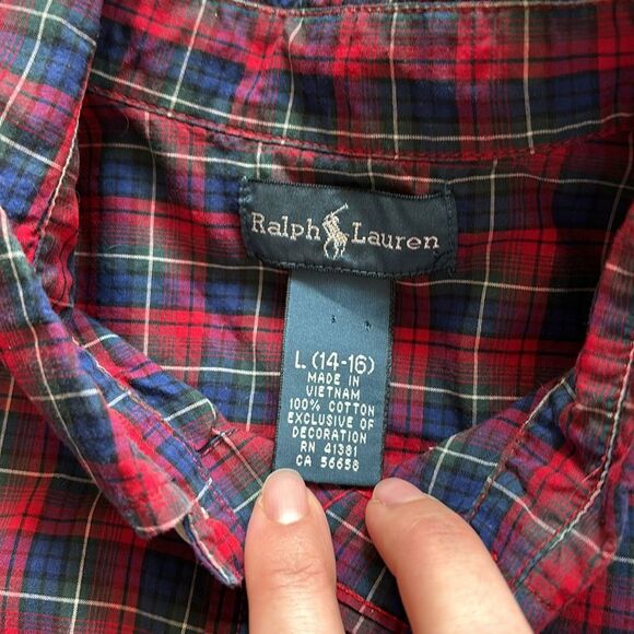 Ralph Lauren Plaid Button Down Shirt Size L 14-16 - Picture 3 of 4